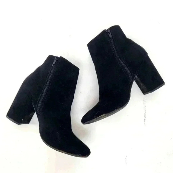 Floral Suede Chunky Block Heel Shootie Booties - 9 - Picture 4 of 11